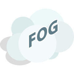 Cloud shape with the word FOG inside it against a transparent background graphic design