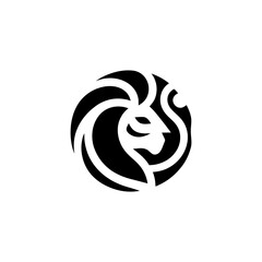 Majestic Lion Head Symbol in Circular Graphic Style