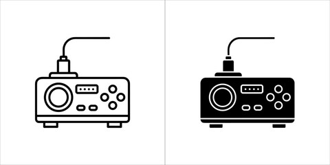 Line and solid icon of a signal generator, a versatile electronic tool
