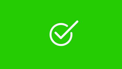 White Check Mark Inside a Circle on a Bright Green Background tick symbol