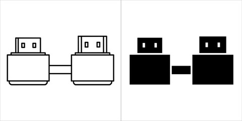 Hdmi connector vector icon, outline and filled design, digital connection