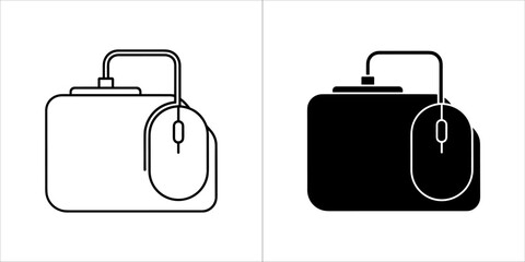 Computer mouse and mousepad icon, representing input device for computer use