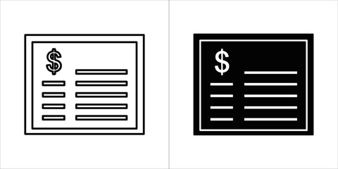 Illustration of a check, presented in both a line drawing and a solid black fill