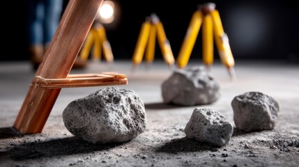 Futuristic Lunar Training Facility with Astronaut Equipment, Studio Lit Environment Simulation with Tilt-Shift Effect