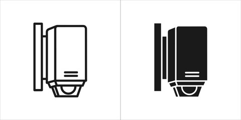 Security camera icon, outline and glyph style surveillance camera vector illustration