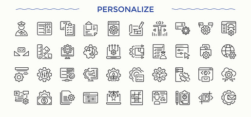 Personalize icon set. Vector icons collection. Editable stroke. Vector illustration. Chat icon set. Includes thin line symbols chat, mobile, contact us, message, location and more.