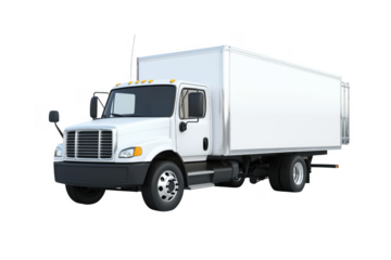 White box truck vehicle isolated on a transparent background