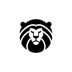 Stylized Lion Head Vector Graphic in Bold Geometric