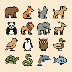 set of cartoon animals