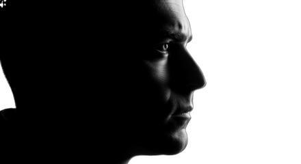 Man Face Profile Silhouette Sweat Dramatic Lighting Black Background Isolated