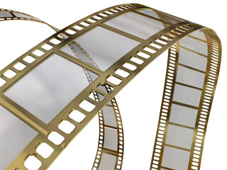 film movie stripe  golden background cinema video isolated - 3d rendering