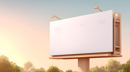 an empty billboard stands tall, with a beautiful sky background and an appealing design that's perfect for advertising