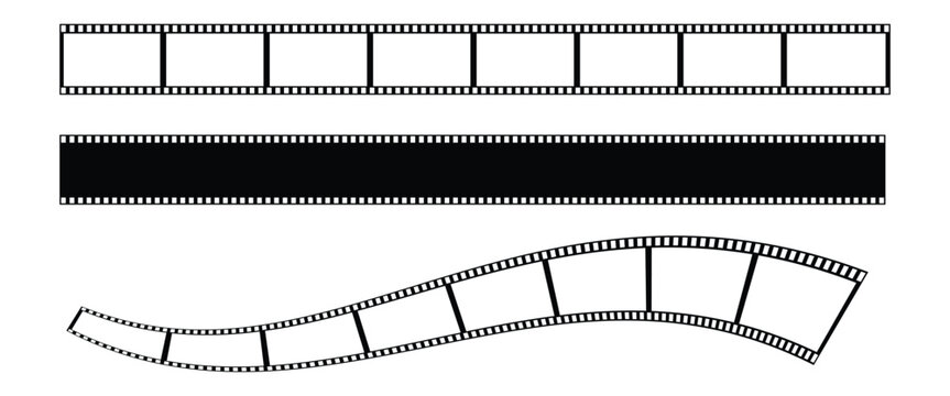 "Vintage Grunge Film Strip Vector Set &ndash; Retro Movie Reel, 35mm Cinema Tape, and Old Camera Negative Frame Design"Web