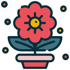 flower plant pot growth blossom bloom filled outline icon