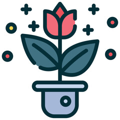 pot flower flora floral tulip blossom bloom plant filled outline icon