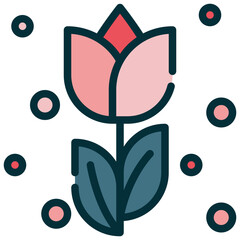tulip flower floral flora bloom blossom filled outline icon