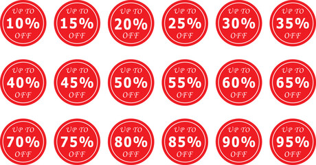 Vector illustration of red circle price discount tags