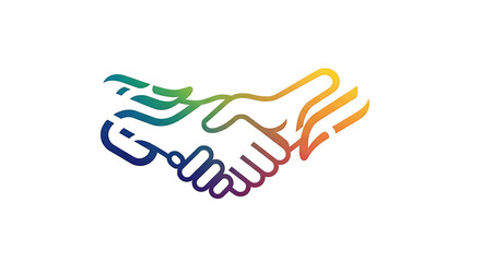 Colorful Gradient Handshake Icon on White Background
