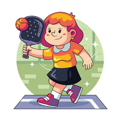 Cheerful Girl Hitting Pickleball Ball