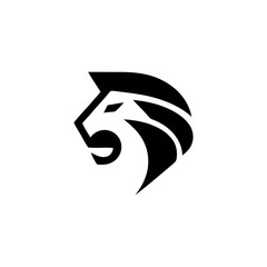 Bold Geometric Lion Logo Design in Striking Black