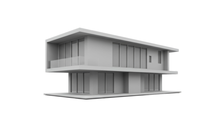 Modern White House Architecture Building With Large Windows Isolated 3D Render