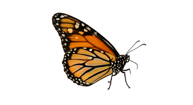 Monarch Butterfly Orange Wings Detailed Realistic Isolated