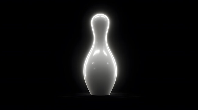 White bowling ball in front of a black background