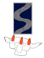 タロットカードを浮かせて持つ手のイラスト