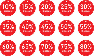 Vector illustration of red circle price discount tags