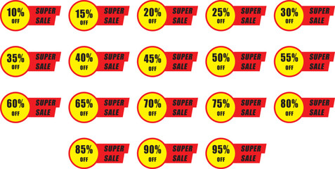 Vector illustration of yellow circle price discount tags