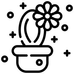 cactus flower floral blossom bloom plant nature simple line icon