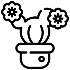 cactus flora floral flower bloom blossom simple line icon