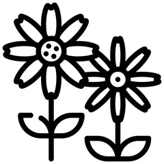 flower couple flora floral bloom blossom plant simple line icon
