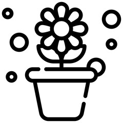 flower floral nature pot plant growth simple line icon