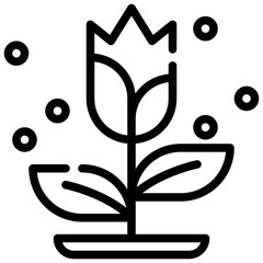 flower floral tulip bloom plant simple line icon