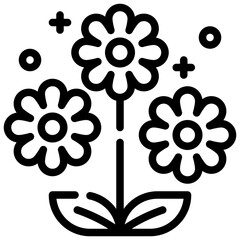 garden floral flora flower bloom blossom simple line icon