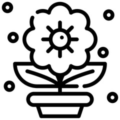 flower plant pot growth blossom bloom simple line icon