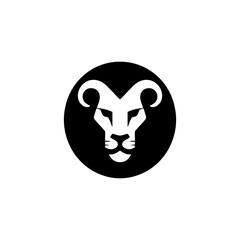 Lion Ram Hybrid Logo Design in Minimalist Vector