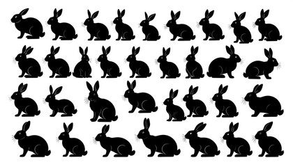 Fototapeta premium A pattern of black silhouettes of rabbits on a white background