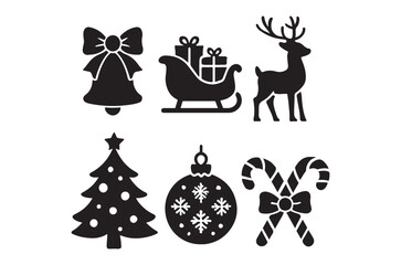 Fototapeta premium Festive black silhouettes showcasing classic christmas elements and holiday cheer