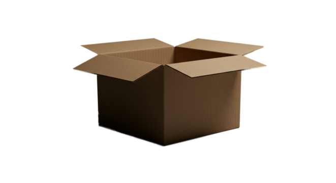 Open Cardboard Box Realistic 3D Render with Textured Surface and Soft Lighting
