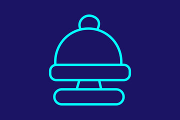 It features a rounded bell dome with a small knob on top and a rectangular base — all illustrated using clean, modern neon-cyan line art on a deep navy background