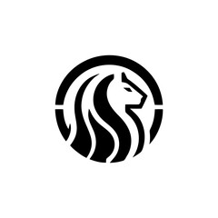 Obraz premium Abstract Lion Head in a Circle Vector Illustration