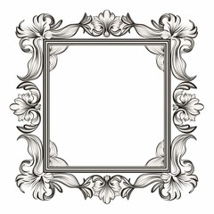 Elegant Vintage Rococo Frame: Ornate Decorative Border with Detailed Acanthus Leaf Scrollwork in Pastel Blue and Beige Tones.