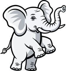 Elephant standing drawing illustration, cute elephant animal vector character for a wild safari animal, elephant, cartoon, animal, vector, drawing, baby.