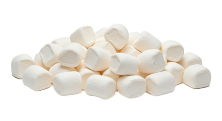 Pile Of White Marshmallows Isolated Transparent Background Realistic Photo