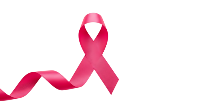 Pink breast cancer awareness ribbon isolated on transparent background