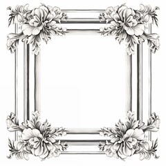 Elegant Vintage Rococo Frame: Ornate Decorative Border with Detailed Acanthus Leaf Scrollwork in Pastel Blue and Beige Tones.