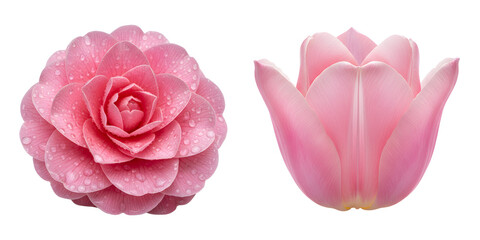 Two pink rose petals isolated on transparent background
