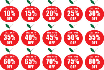 Vector illustration of colorful red apple design price discount tag